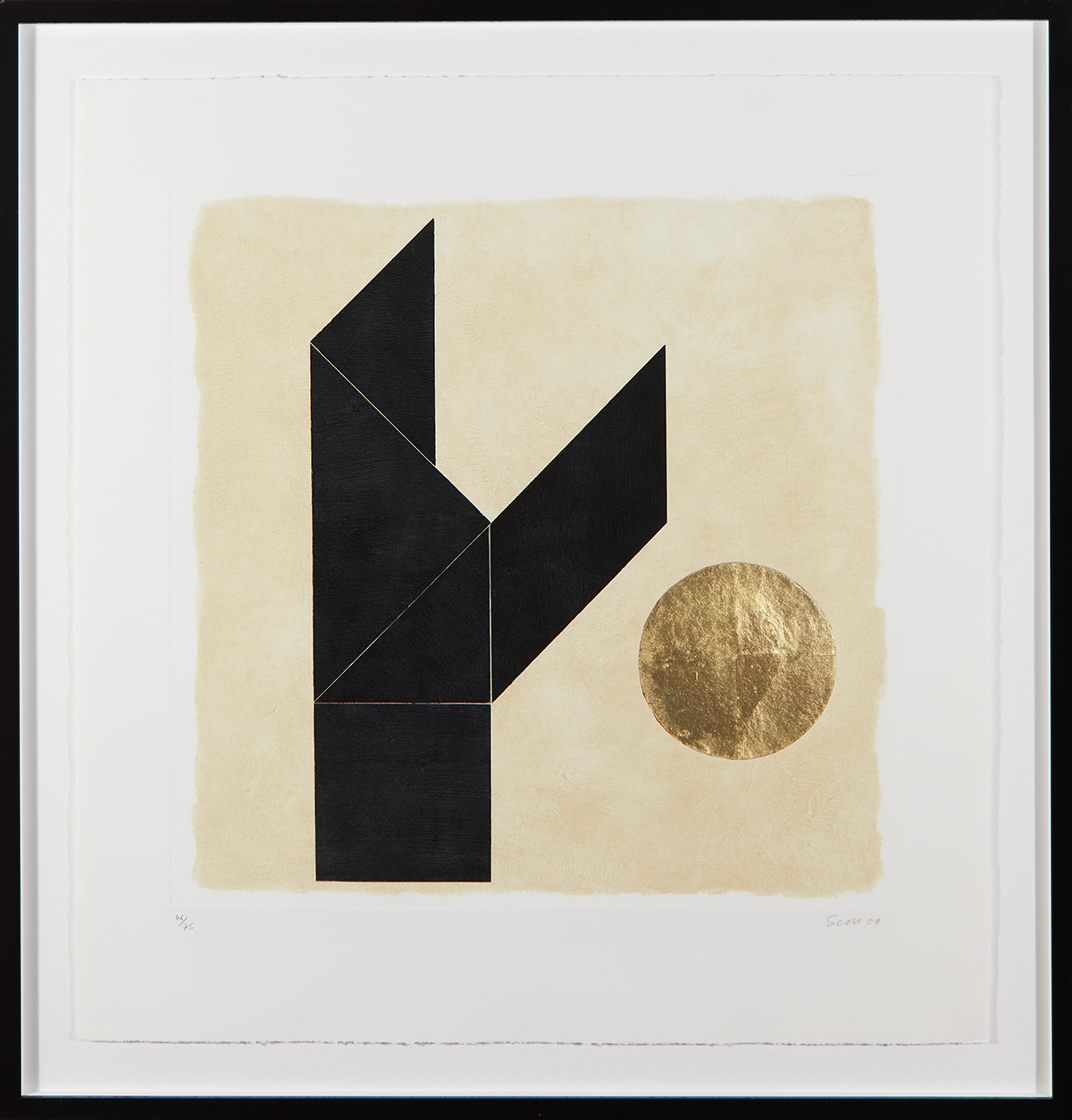 Patrick Scott HRHA (1921-2014)TANGRAM II, 2004 carborundum with gold leaf; (no. 46 from an edition - Image 2 of 3