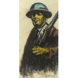 William Conor OBE RHA RUA ROI (1881-1968)MAN OF THE HOME FRONT crayon signed lower right 11.50 by