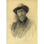 John Butler Yeats RHA (1839-1922) PORTRAIT SKETCH OF GEORGE RUSSELL 'AE', 1903 pencil signed and