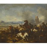 Attributed to Jacques Courtois (1621 - 1676) BATTLE SCENE, c.1670 oil on canvas 22 by 27in. (55.9 by