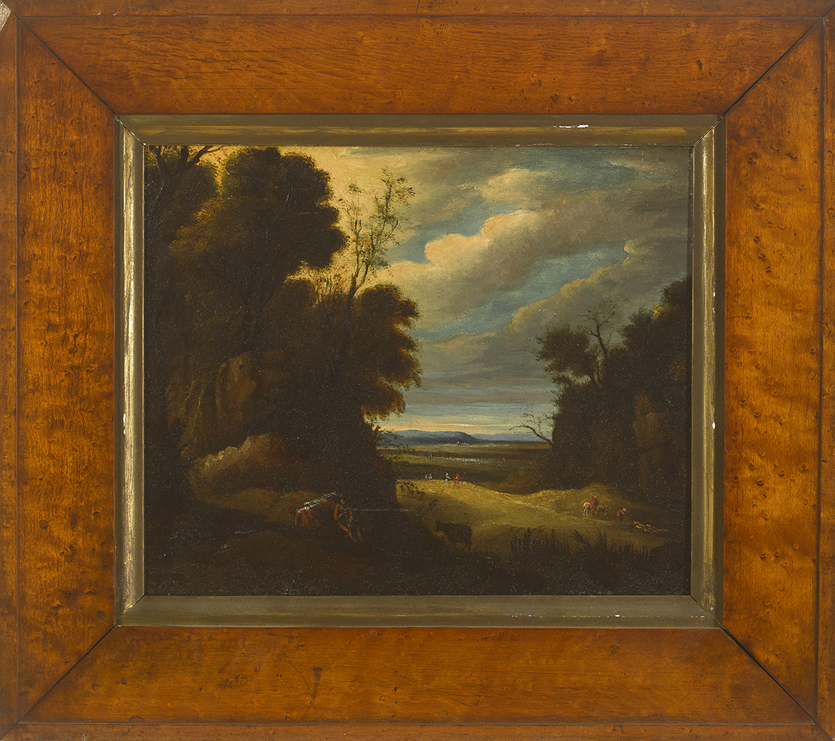 After Cornelis van Poelenburgh (Dutch, 1586-1667) A WOODED LANDSCAPE WITH FIGURES AND ANIMALS oil on - Image 2 of 3