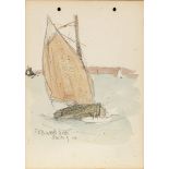 Jack Butler Yeats RHA (1871-1957) SEAWEED BOAT SAILING IN, 1899 watercolour and pencil inscribed