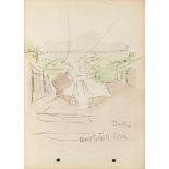 Jack Butler Yeats RHA (1871-1957) DUBLIN ON ELECTRIC CAR, 1899 watercolour and pencil inscribed with