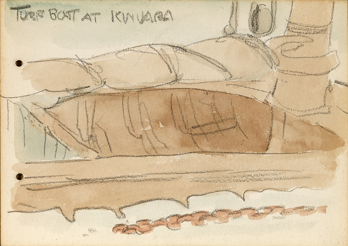 Jack Butler Yeats RHA (1871-1957) TURF BOAT AT KINVARA, 1899 watercolour and pencil inscribed with