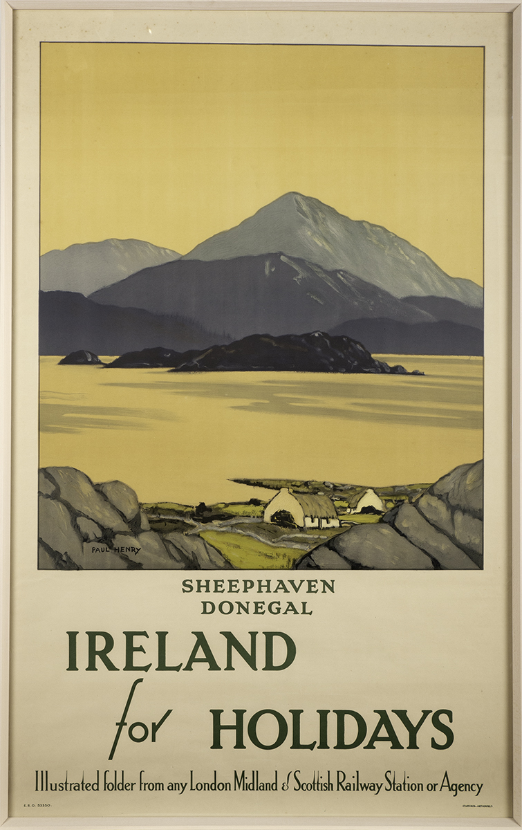 Paul Henry RHA (1876-1958) SHEEPHAVEN, DONEGAL, IRELAND FOR HOLIDAYS POSTER lithograph in colours; - Image 2 of 2
