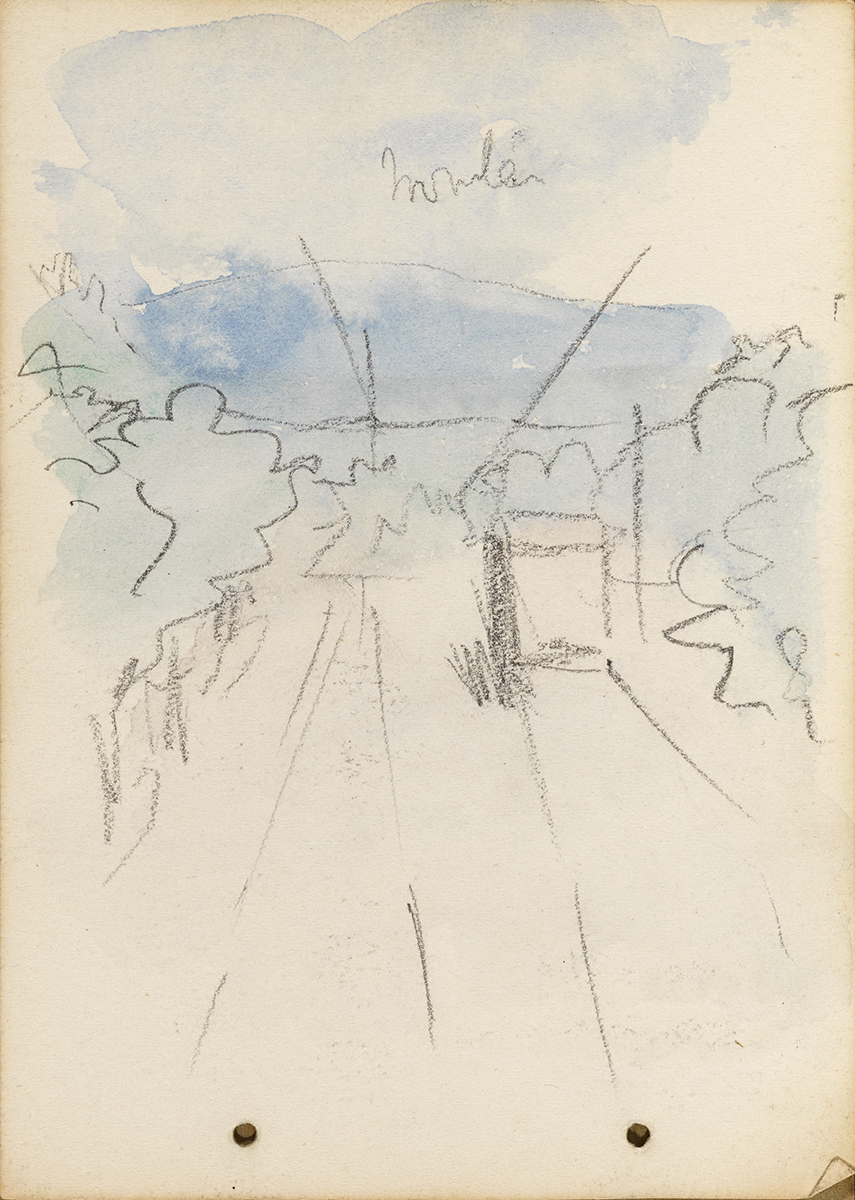Jack Butler Yeats RHA (1871-1957) VIEW FROM A TRAM, DUBLIN, 1899 watercolour and pencil inscribed