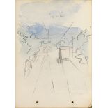 Jack Butler Yeats RHA (1871-1957) VIEW FROM A TRAM, DUBLIN, 1899 watercolour and pencil inscribed