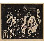 Anthony Redford (fl. 1940-1943) BAR SCENE, DUBLIN,1939 and NUDE, 1939 (A PAIR) monochrome woodblock;