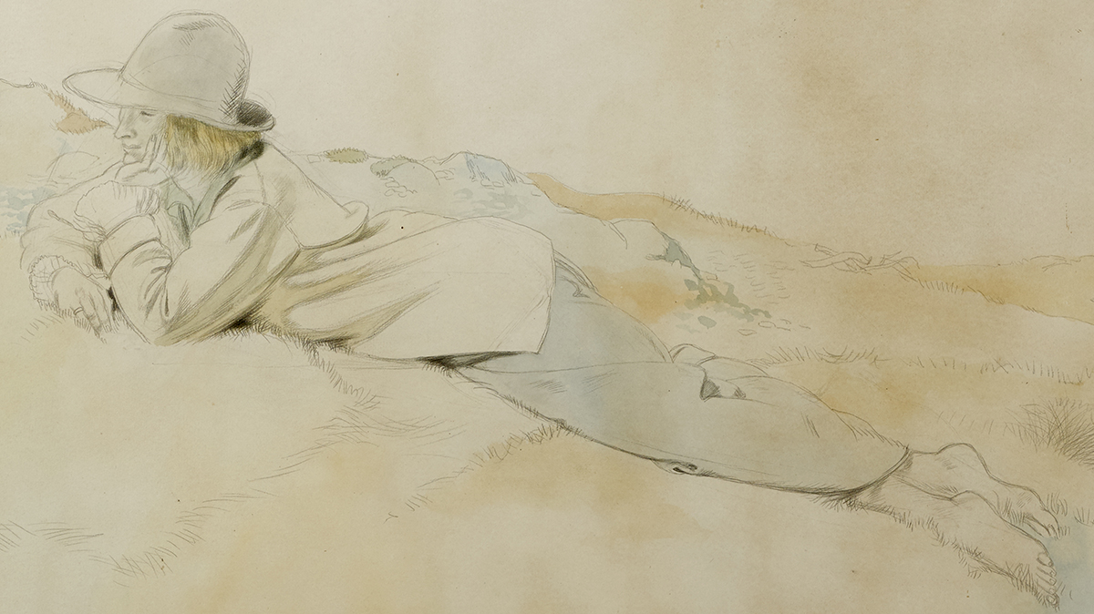 Sir William Orpen KBE RA RI RHA (1878-1931) ON THE CLIFF (HOWTH, COUNTY DUBLIN), 1913 pencil and - Image 4 of 4