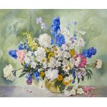 Geraldine O'Brien (1922-2014) STILL LIFE WITH FLOWERS oil on canvas signed lower left 30 by 36in. (
