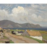Letitia Marion Hamilton RHA (1878-1964) ACHILL COASTLINE WITH COTTAGES IN THE FOREGROUND oil on