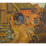 Father Jack P. Hanlon (1913-1968) FARMYARD oil on canvas signed with initials lower right 15 by