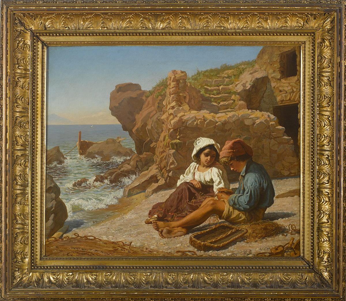 Michael George Brennan (1839-1871) MENDING NETS, c.1860s oil on canvas 17 by 20.50in. (43.2 by 52. - Image 2 of 2
