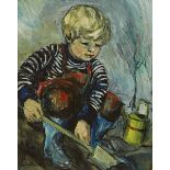 Gladys Maccabe MBE HRUA ROI FRSA (1918-2018) THE LITTLE GARDENER oil on board signed lower left;