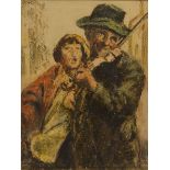 William Conor OBE RHA RUA ROI (1881-1968) SINGING A TUNE oil pastel and crayon on paper signed lower