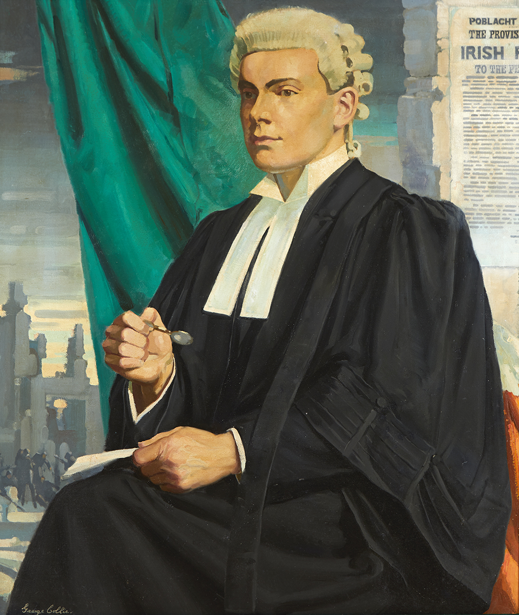 George Collie RHA (1904-1975) PORTRAIT OF PADRAIG PEARSE oil on canvas signed lower left 42 by 36in.