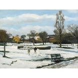 Carey Clarke PPRHA (b.1936) SUNLIGHT AND SNOW, HERBERT PARK, DUBLIN, 1962 oil on canvas signed lower