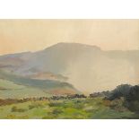 Edith Oenone Somerville (1858-1949) SUNSET, MIST AND MOUNTAINS, c. 1927 oil on canvas signed lower