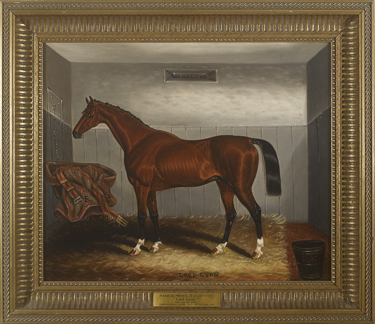Samuel Spode (fl.1825-1858) LORD LYON, A BAY COLT IN A STABLE oil on canvas signed lower left; - Image 2 of 2