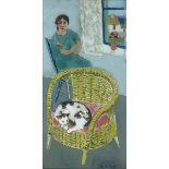 Gerard Dillon (1916-1971) CAT IN THE CANE CHAIR oil on board signed lower right; titled on