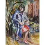 Norah McGuinness HRHA (1901-1980) WAITING IN THE PARK gouache signed lower right; with Gordon