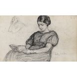 John Butler Yeats RHA (1839-1922) NELLY WHELAN READING pencil inscribed [Nelly Whelan] lower right