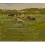 Paul Kelly (b.1968) COWS RESTING, 1992 oil on board signed and dated lower right; titled on