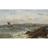 Edwin Hayes RHA RI ROI (1819-1904) SWANSEA BAY (OFF CALDDY ISLAND, TENBY), 1870 oil on panel