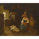 Michael George Brennan (1839-1871) INTERIOR WITH MOTHER AND CHILD, ROME, 1863 oil on canvas