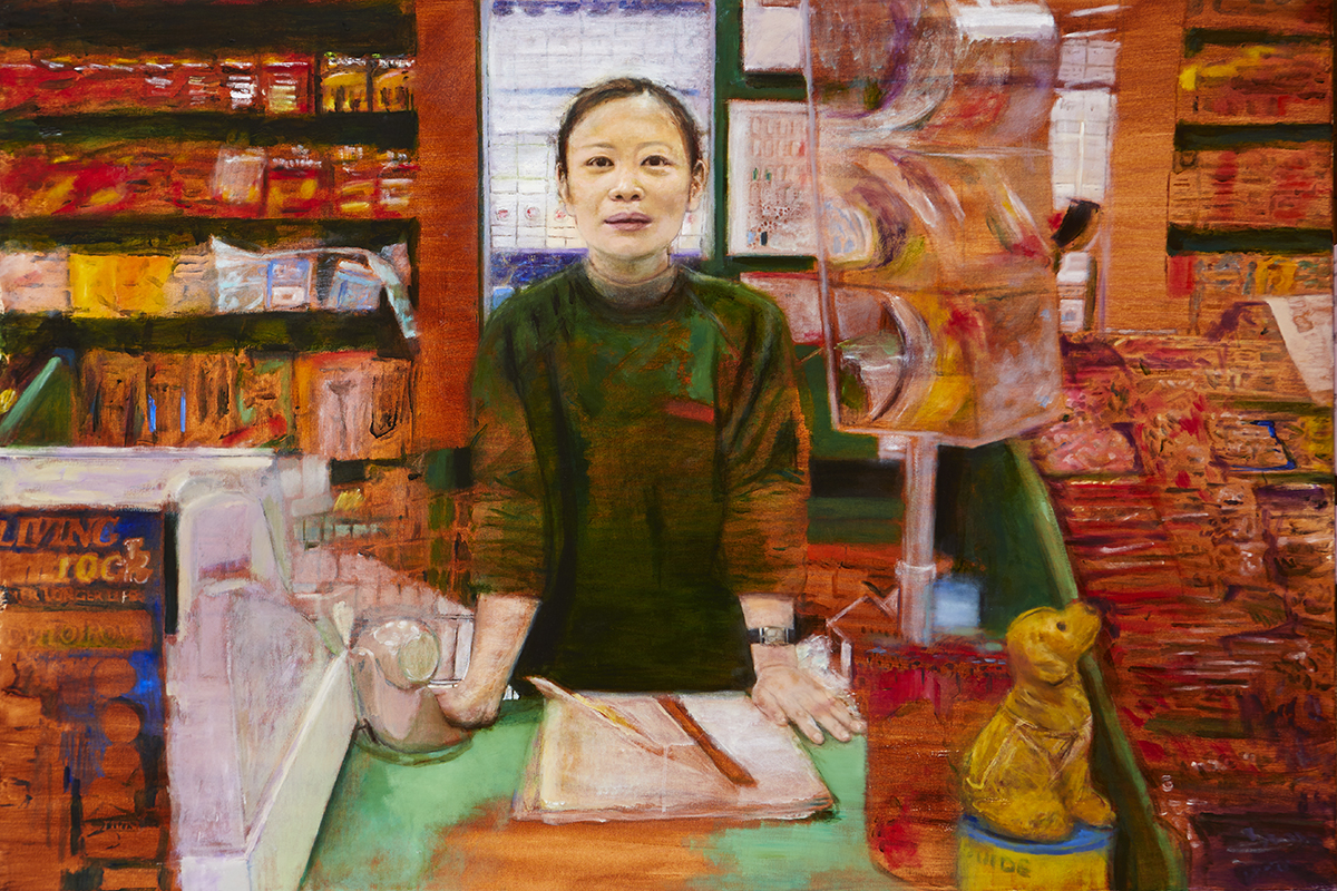 Margaret Corcoran (b.1963) AT THE SPAR - TONG, 2004-06 oil on linen signed, titled, dated and with