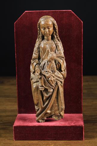 A Small Late 15th/Early 16th Century Brabant Oak Carving 'Sedes Sapientiae'.