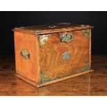 A Victorian Brass Mounted Oak Smoker's Box with decorative pierced sheet brass corner appliqués and