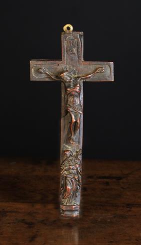 An 18th Century French Carved Treen Reliquary Cross.