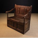 A Small 19th Century Joined Oak Box-seated Settle made from 17th & 18th century timbers,