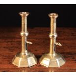 A Pair of 18th Century English/French Seamed Brass Candlesticks, Circa 1710-20.