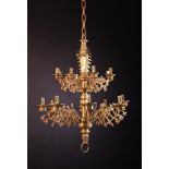 A 19th Century Gothic Revival Bronze 16 Branch Chandelier.