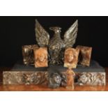 A Collection of Wooden Fragment Carvings: A pair of late 17th century Flemish oak furniture corbels