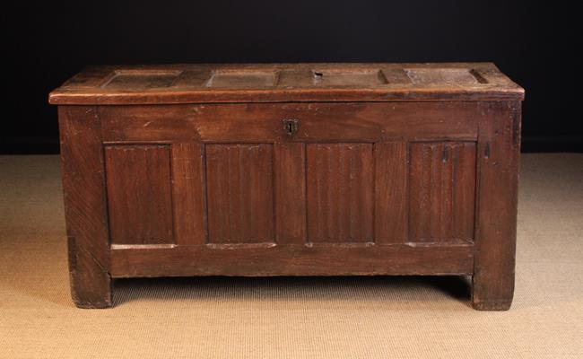 A 16th/Early 17th Century Flemish Joined Oak Four Panel Coffer.