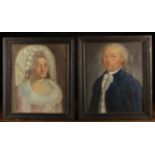 A Pair of 19th Century Oils on Canvas mounted onto board: Head & Shoulders Portraits of a man &