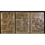 A Set of Three Fine 16th Century Carved Oak Panels depicting; 'The Annunciation',