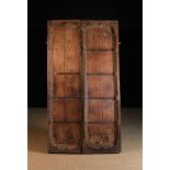 A Pair of Attractive Indian Antique Iron Bound Wooden Shutters fitted with iron strap hinges and