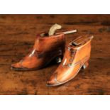 A Pair of Late 19th Century Carved Yew-wood Boer War Novelty Boots.