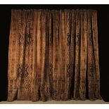 A Set of Four Late 19th/Early 20th Century Patterned Chenille Drapes with fringed edging,