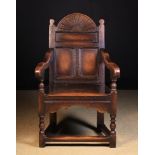 A 17th Century Style Joined Oak Wainscot Chair.