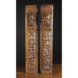A Pair of Late 17th Century Flemish Carved Oak Terms.