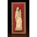 An Antique Ivory Relief Carving in the 16th Century Style: Crowned Virgin and Child,