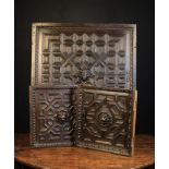 Three 17th Century Decorative Oak Doors from Antwerp 'Troonkast' cabinets.