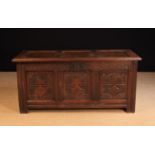 An Early 18th Century Joined Oak Triple Panel Coffer.