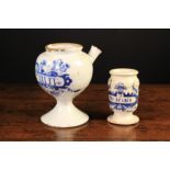 A 17th Century Blue & White Delft Wet Drug Jar with decorative label inscribed 'OXY:SCILLIT',