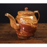 A Late 19th Century Agate-ware Slip Glazed Twin-spouted Teapot with inscription 'Mr & Mrs Taylor